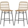 HOMCOM Rattan Counter Bar Stools Set of 2, 26" Counter Height Barstools with Back, Bar Chairs for Kitchen Island, Brown