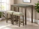 Modern Transitional Brown Dining Table w 2x Stools Biscuit-Tufted Seat Cushion Chair 3pc Dining Set