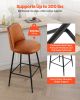 Bar Stool Set of 2, 27 inch Counter Height Swivel Stools, Modern PU Leather Counter Barstool with Backrest and Metal Legs, Armless Bar Chair
