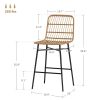 HOMCOM Rattan Counter Bar Stools Set of 2, 26" Counter Height Barstools with Back, Bar Chairs for Kitchen Island, Brown