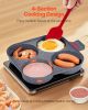 Egg Pan, 4-Cup Nonstick Egg Frying Pan, Aluminum Breakfast Omelette Skillet for Pancakes, Hamburgers, Sandwiches, with Lid, Oil Brush, Scraper