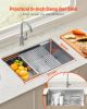 32 inch Kitchen Sink Workstation, 304 Stainless Steel Undermount Sink, Drop-In Single Bowl Farmhouse Basin with Ledge & Multiple Accessories