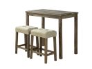 Modern Transitional Brown Dining Table w 2x Stools Biscuit-Tufted Seat Cushion Chair 3pc Dining Set