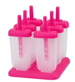 6Pcs Popsicle Molds Reusable Ice Cream DIY Ice Maker Ice (Color: Pink)
