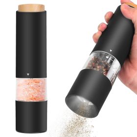 2Pcs Electric Salt And Pepper Grinder Battery Powered Salt Mill Sets With Adjustable Coarseness One Hand Easy Operation Visible Refilling Bottle (Option: 2pcs)