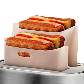 12Pcs Non Stick Toaster Bags Reusable 6.7 X7.5 Inch Grilled Cheese Bags Heat Resistant & Easy To Clean Mess Free Toasting Sandwiches Panini & Mor (Color: Brown)