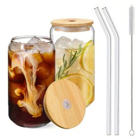 Glass Cup With Straw (Option: 2 piece set)