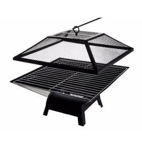 Square Small Fire Pit BBQ Party Portable Fire Pit (Color: Black)