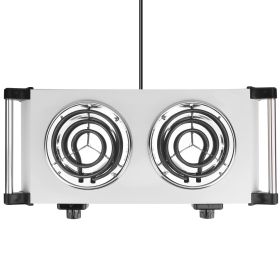 2000W Electric Dual Burner Portable Coil Heating Hot Plate Stove Countertop RV Hotplate With 5 Temperature Adjustments Portable Handles (Option: BurnerSilverDouble)