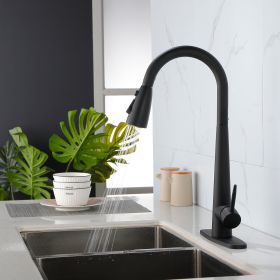 Kitchen Faucet With Pull-down Spray (Color: Black)