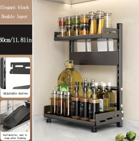 Countertop Kitchen Storage Rack, Spice Rack, Knife Holder, Multi-functional Seasoning Multi-layer Shelf. (Option: Doublelayer style1)